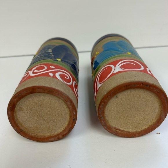 Mexican Terracotta Pottery Vase Talavera Style Hand Painted Colorful Floral/ 2 - Picture 4 of 7